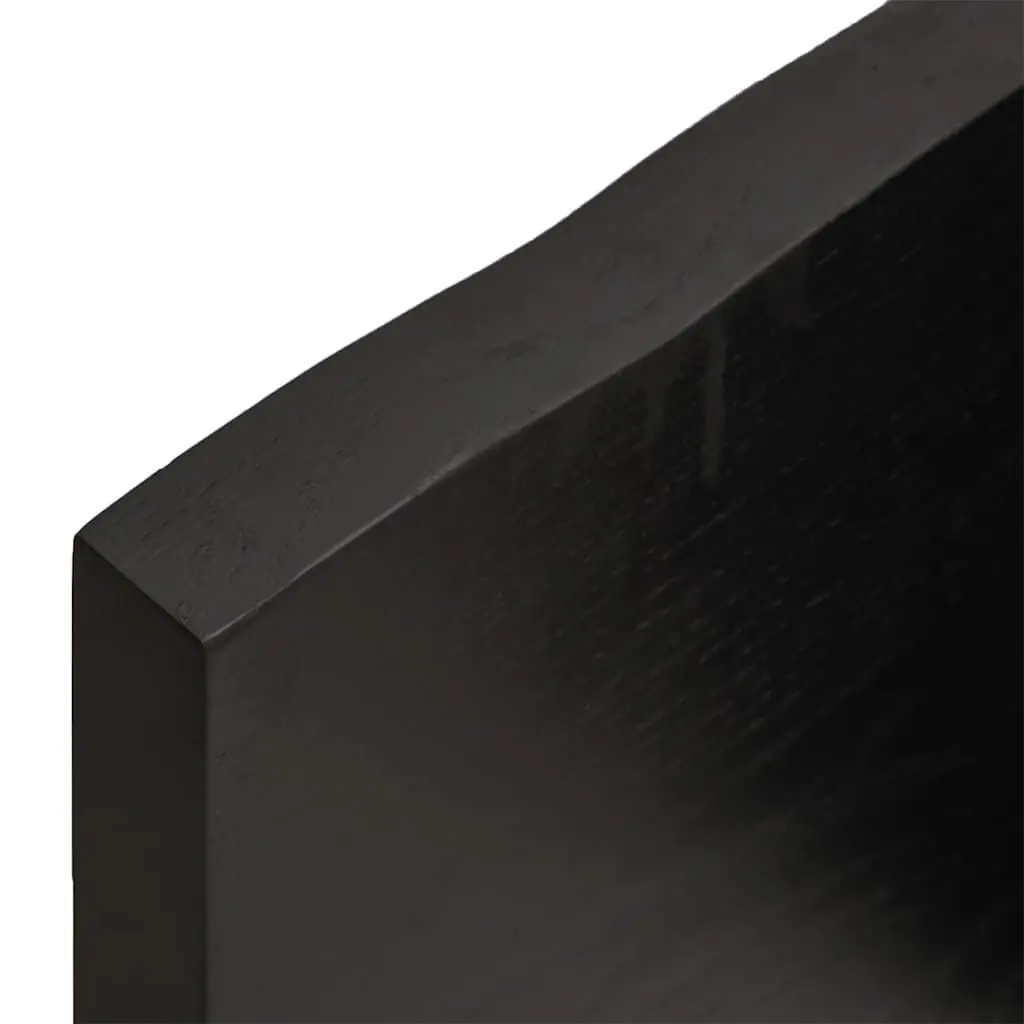Solid Oak Wood Table Top Dark Brown 120x50cm Live Edge Handcrafted Replacement Board