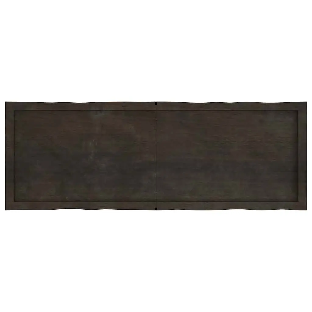 Solid Oak Wood Table Top Dark Brown 140x50cm Folding Live Edge Handcrafted