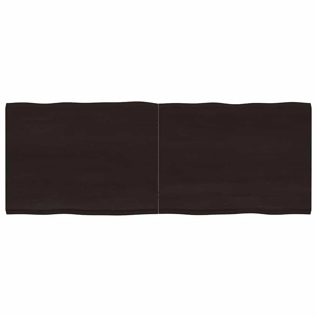 Dark Brown Wooden Table Top Live Edge Solid Oak 160x60cm Folding Design