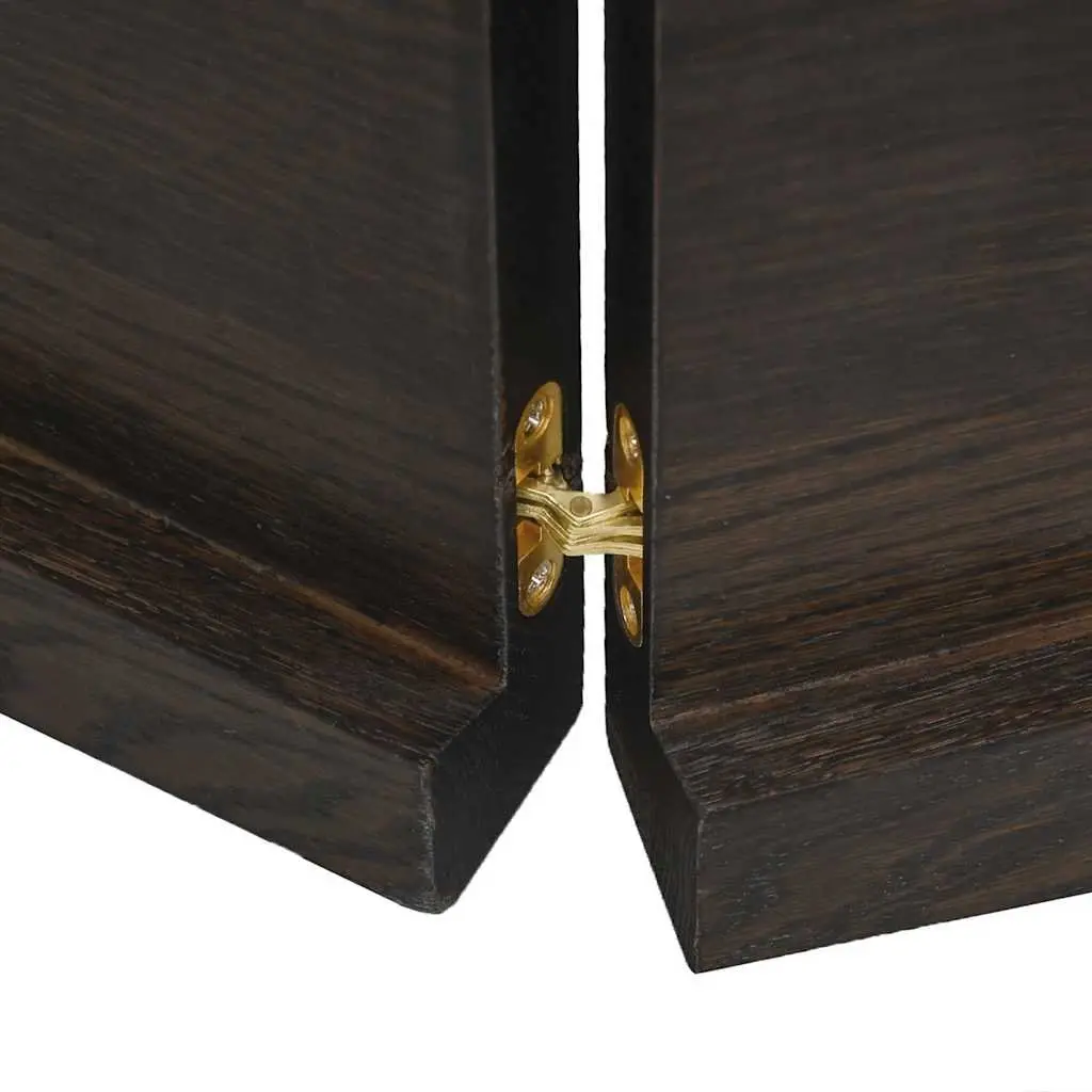 Dark Brown Wooden Table Top Live Edge Solid Oak 160x60cm Folding Design