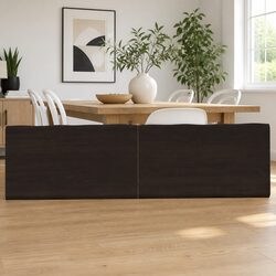 Wooden Table Top Dark Brown 180x50cm Solid Oak Live Edge Foldable Treated
