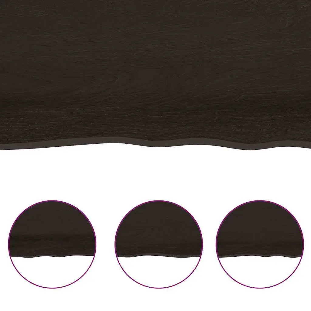 Wooden Table Top Dark Brown 180x60cm Treated Solid Oak Live Edge Foldable