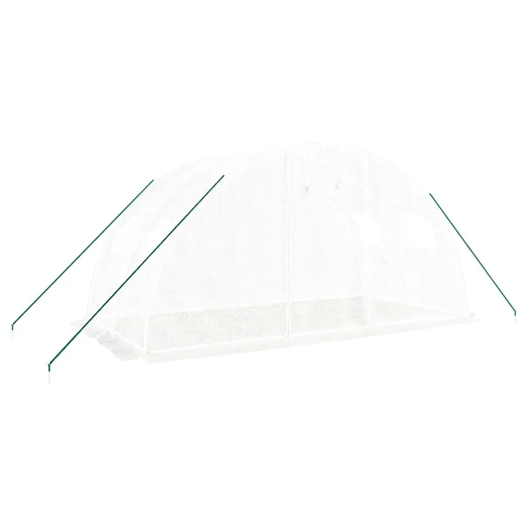 Greenhouse White 4x2x2 m Steel Frame Spacious Plant House with UV Resistant Cover and Roll-Up Door