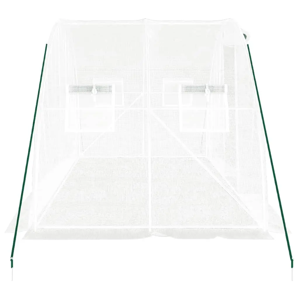 Greenhouse White 4x2x2 m Steel Frame Spacious Plant House with UV Resistant Cover and Roll-Up Door