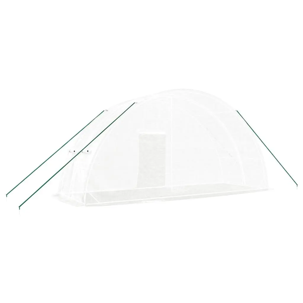 Greenhouse White 6x2x2.85m Steel Frame PE Cover with Zippered Roll-Up Door and 4 Side Mesh Windows for Garden Plant House