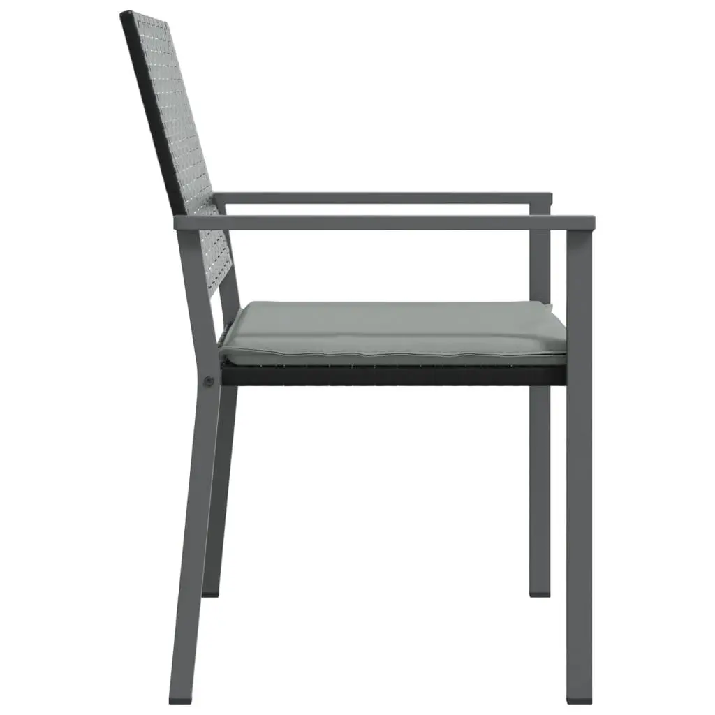 Outdoor Garden Chairs Black 2 Piece Poly Rattan Steel Frame with Cushions