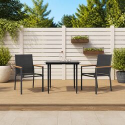 Outdoor Garden Chairs 2 pcs Black Textilene Steel Frame Backrest Armrests
