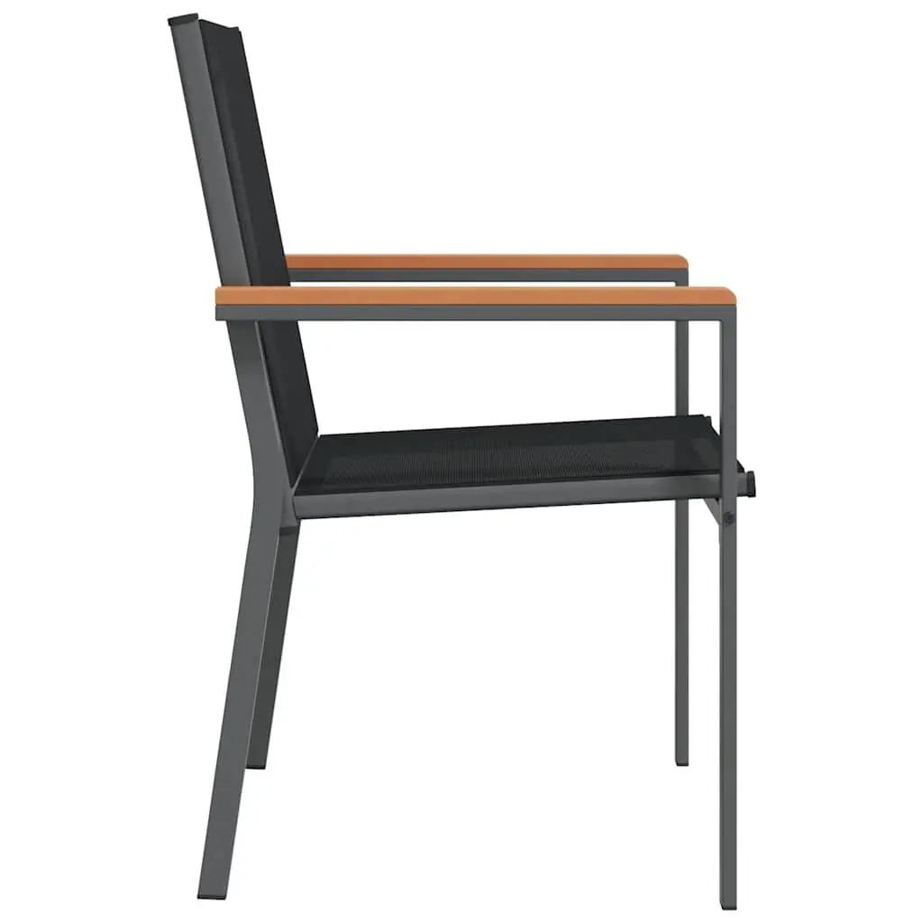 Garden Chairs Black 2 pcs Textilene Steel Frame Backrest Armrests