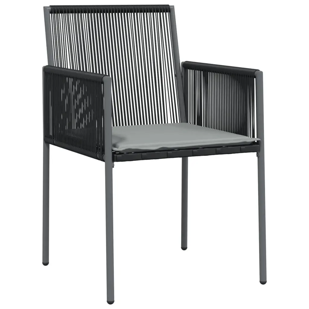 Outdoor Garden Chairs Black 2 Piece Poly Rattan Patio Seating with Cushions