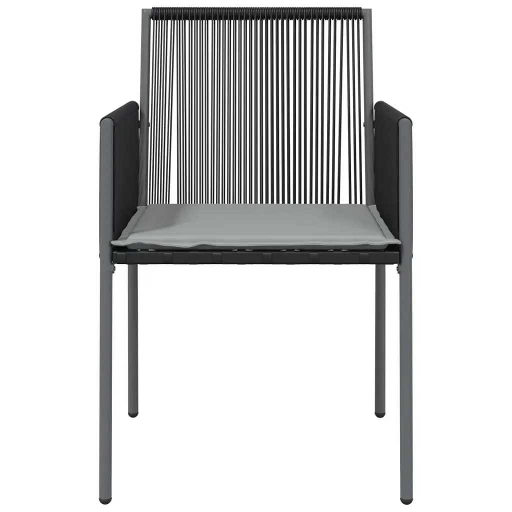 Outdoor Garden Chairs Black 2 Piece Poly Rattan Patio Seating with Cushions