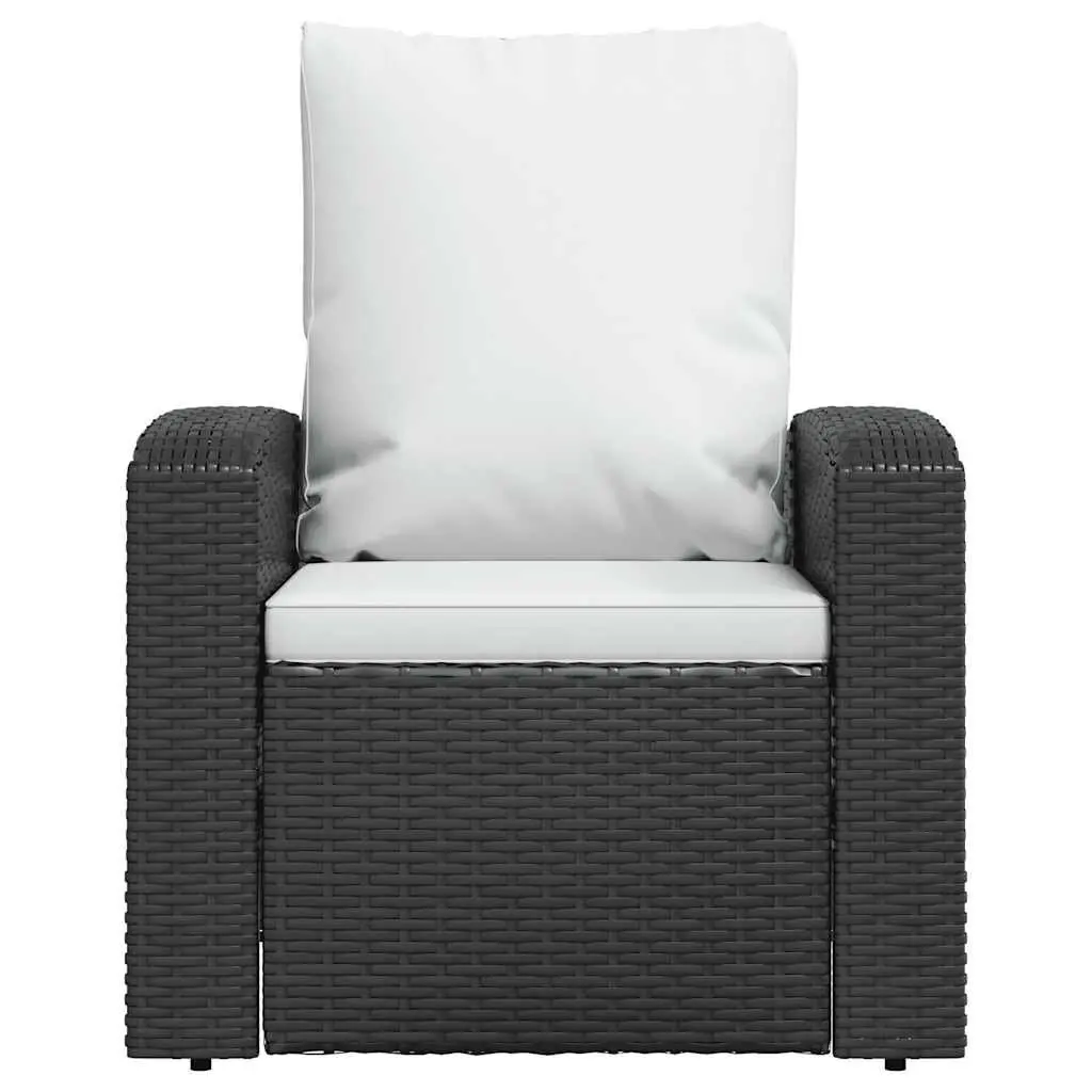 Garden Reclining Chair Black Adjustable Backrest Footrest Cushioned Seat