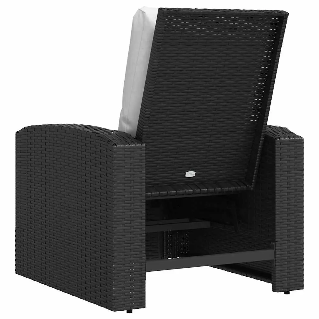 Garden Reclining Chair Black Adjustable Backrest Footrest Cushioned Seat