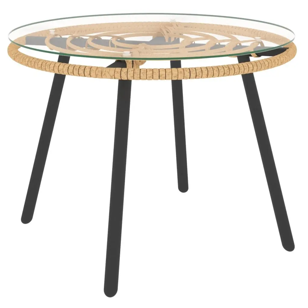 Garden Lounge Set Anthracite 3 Piece PE Rattan Outdoor Furniture with Steel Frame and Tempered Glass Tabletop