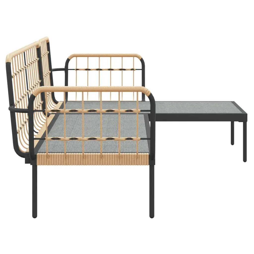 Garden Lounge Set Anthracite 3 Piece PE Rattan Outdoor Furniture with Steel Frame and Tempered Glass Tabletop