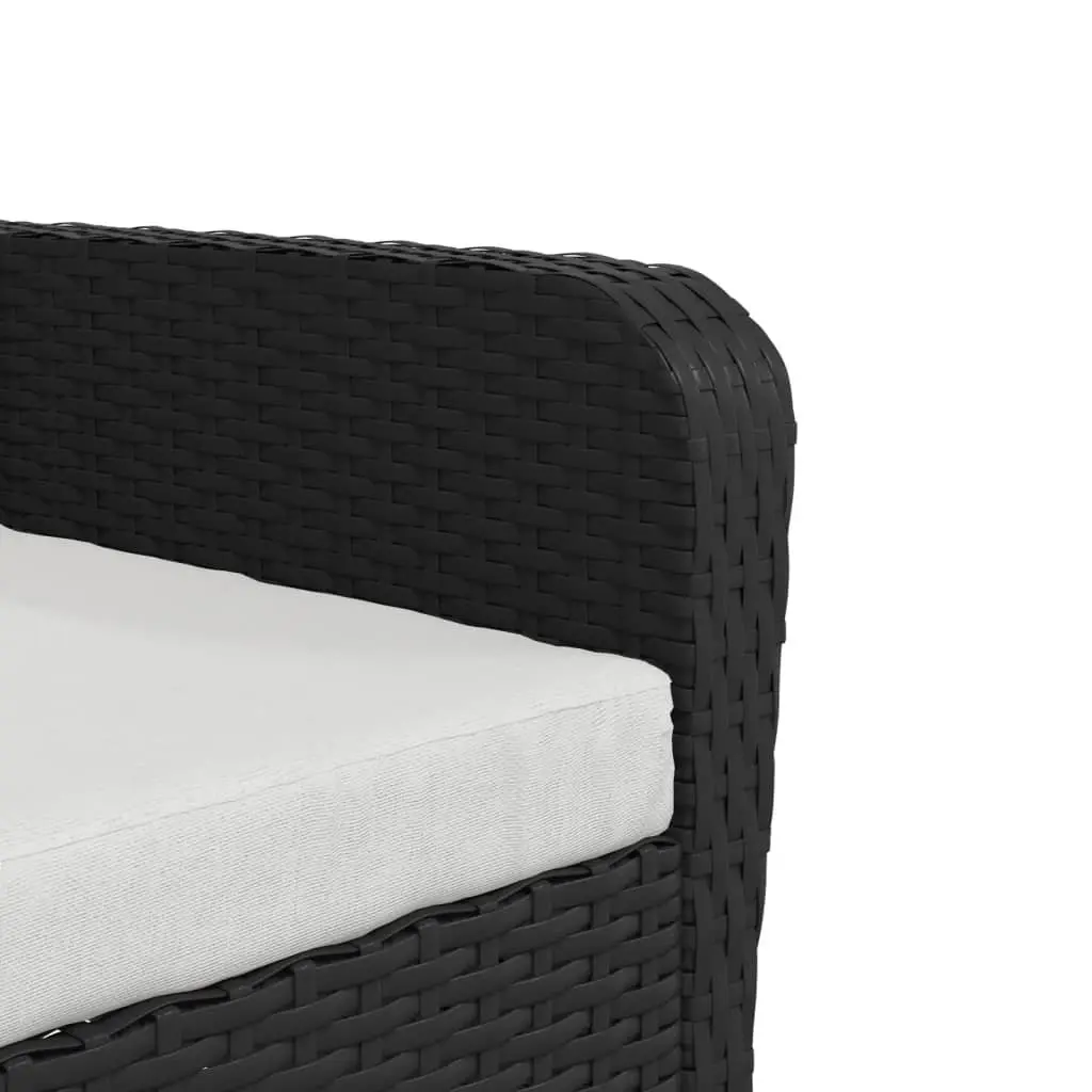 Garden Chair Black Poly Rattan Outdoor Lounge Seating with Footstool