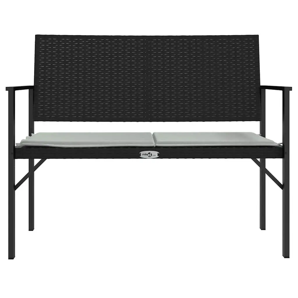 2-Seater Garden Bench Black Steel Frame PE Rattan Weather Resistant with Cushion