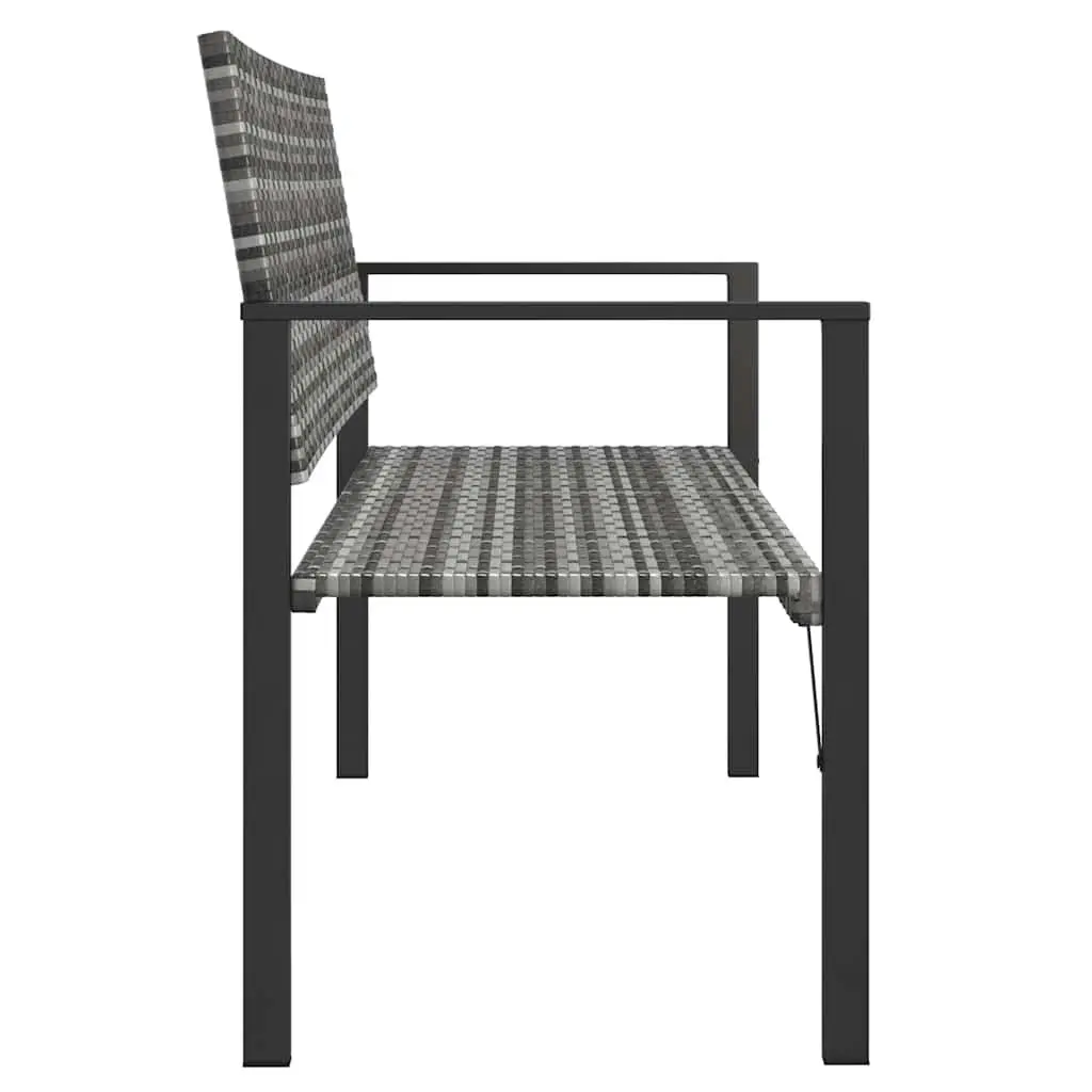 2-Seater Garden Bench Grey Steel Frame Outdoor Seating with Backrest and Armrests