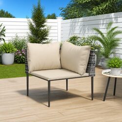 Garden Corner Sofa with Cushions Grey Outdoor Sectional Seating Lounge Set