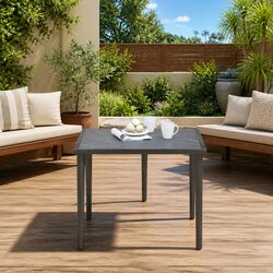 Outdoor Garden Table Grey Steel Frame Patio Furniture Modular Design 48x48x37cm