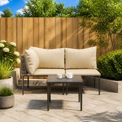 Compact 3 Piece Garden Lounge Set with Cushions
