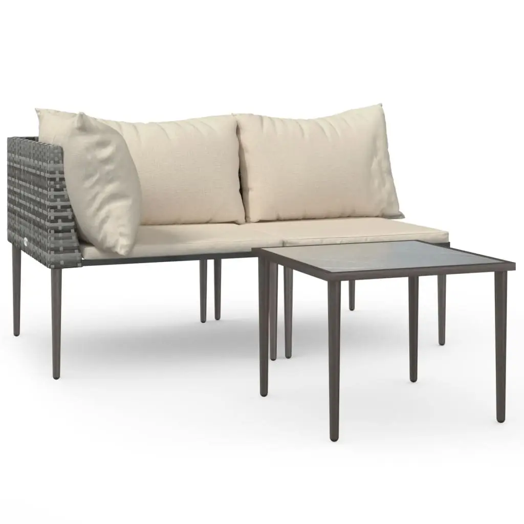Garden Lounge Set Grey 3 Piece Modular Outdoor Furniture with Cushions