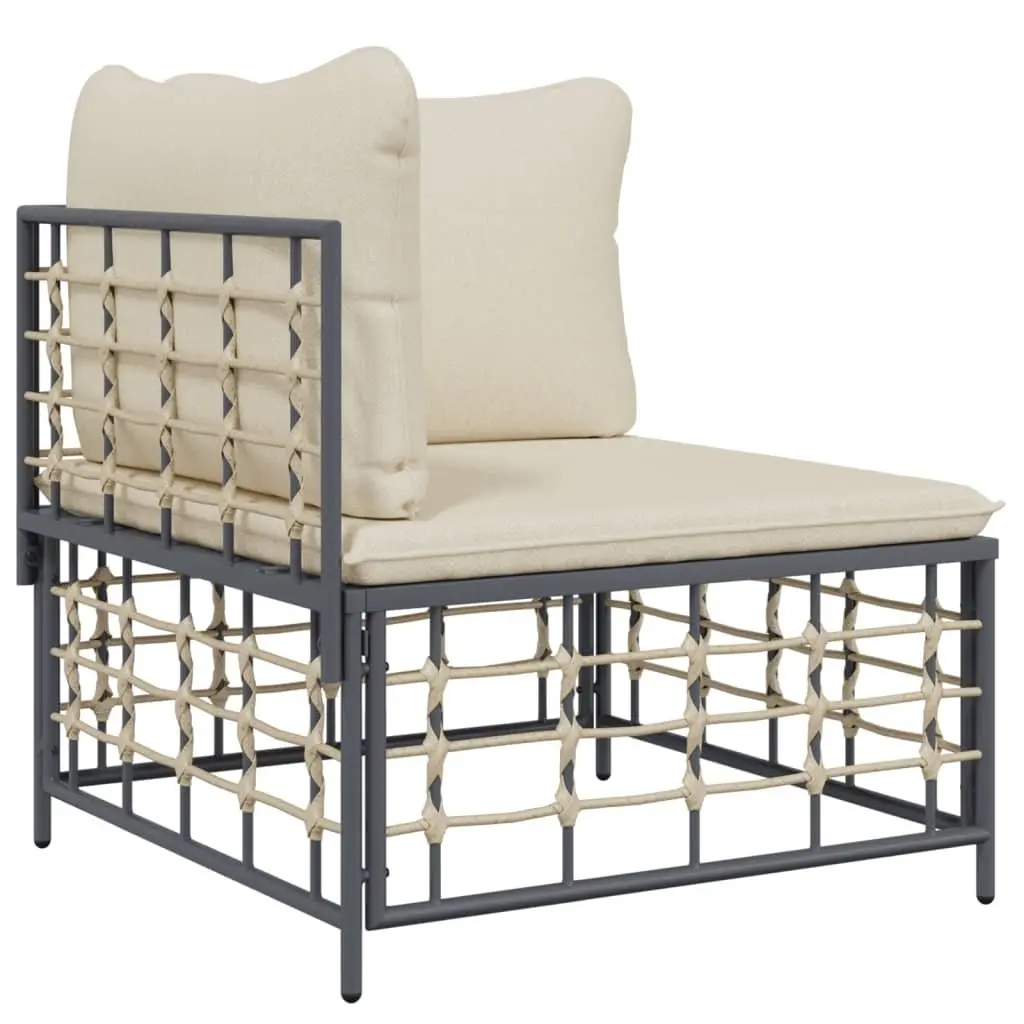 Garden Corner Sofa Anthracite Modular Outdoor Sectional Rattan Seating with Cushions