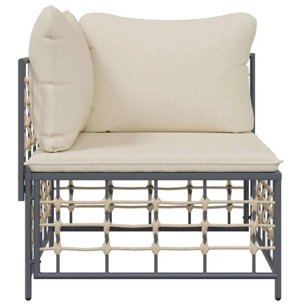 Garden Corner Sofa Anthracite Modular Outdoor Sectional Rattan Seating with Cushions
