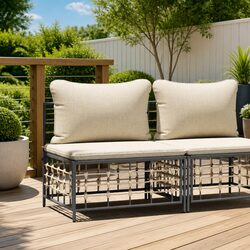 Outdoor Garden Middle Sofa Sectional Unit Poly Rattan Modular Seating with