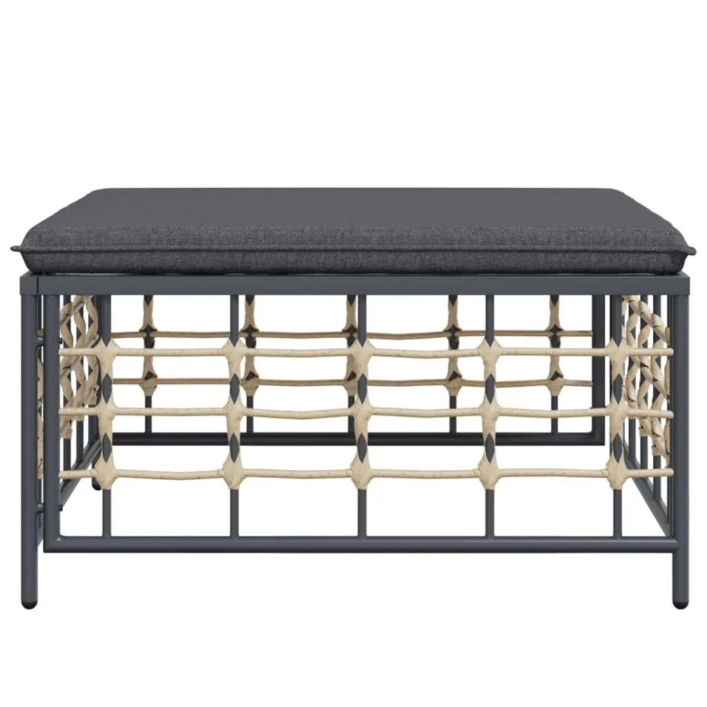 Garden Footstool Ottoman Outdoor Sectional Seat Poly Rattan Anthracite Cushion