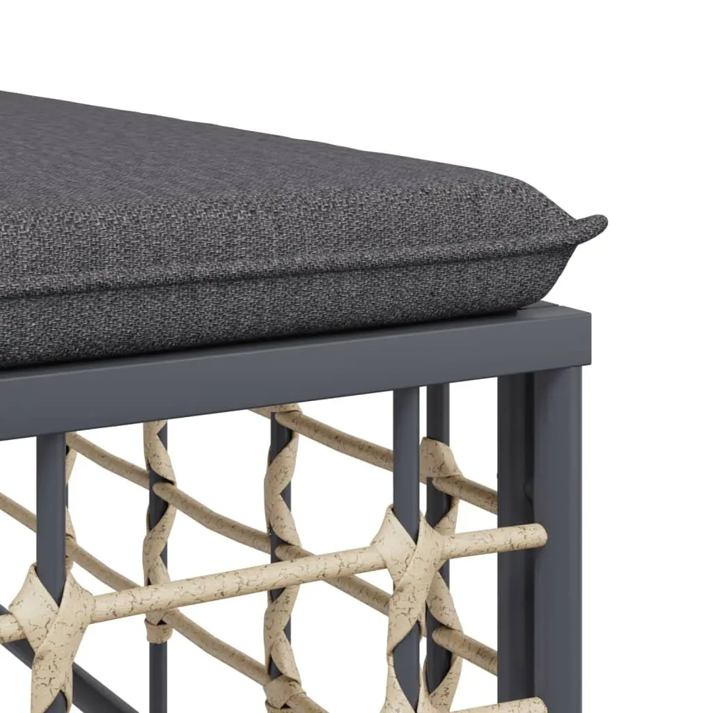 Garden Footstool Ottoman Outdoor Sectional Seat Poly Rattan Anthracite Cushion