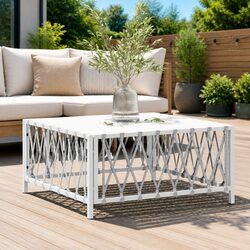 Compact and Sturdy White Garden Table 70x70x34cm