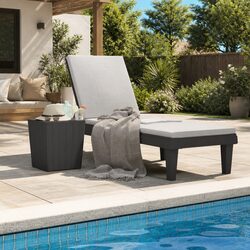 Black Sun Lounger with Adjustable Backrest