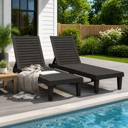 Sun Loungers 2 pcs Black Adjustable Backrest Outdoor Chaise Lounge Recliners