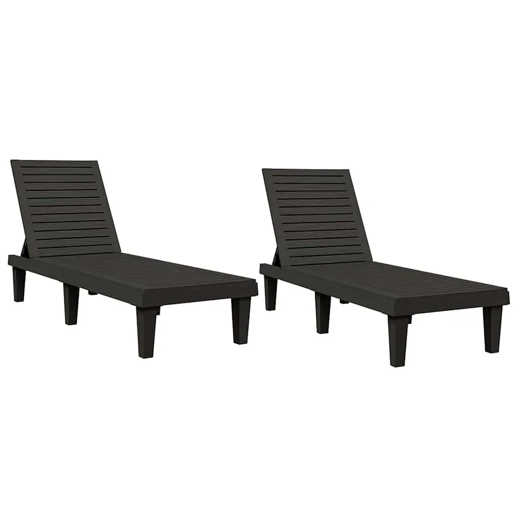 Sun Loungers 2 pcs Black Adjustable Backrest Outdoor Chaise Lounge Recliners