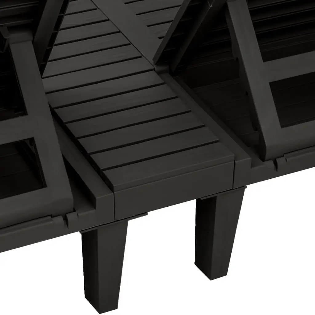 Double Sun Lounger Black Adjustable Reclining Outdoor Garden Patio Daybed