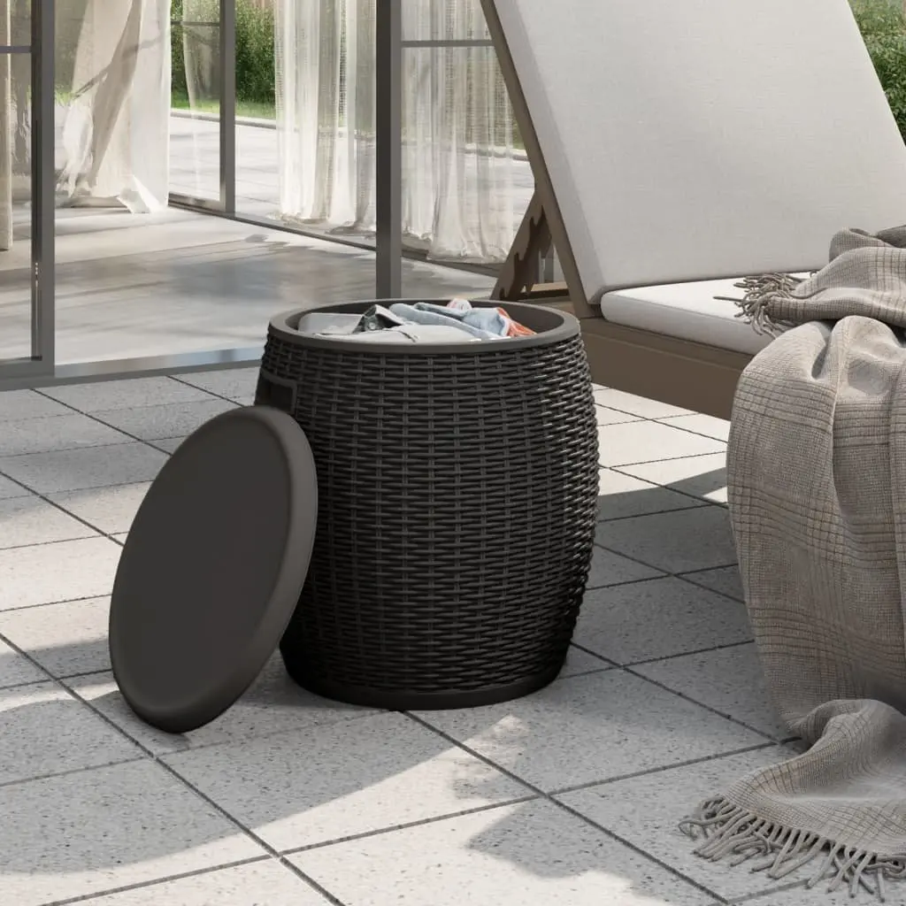Garden Storage Box 4-in-1 Outdoor Stool Side Table Ice Cooler Black
