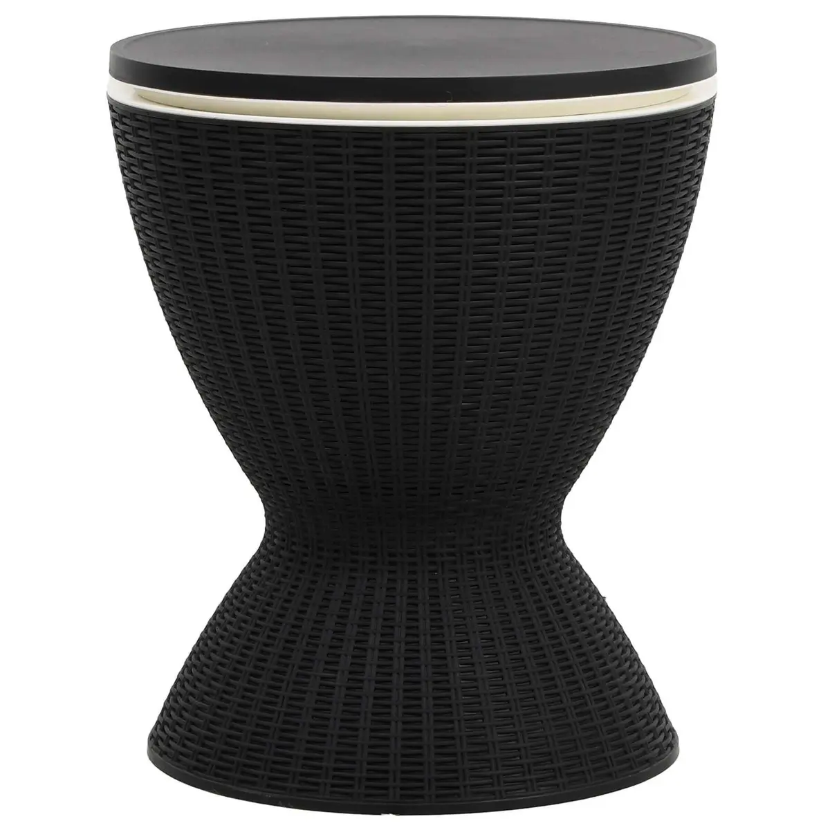 3in1BlackOutdoorTableCocktailCoffeeBeverageCoolerImitationRattanDesign