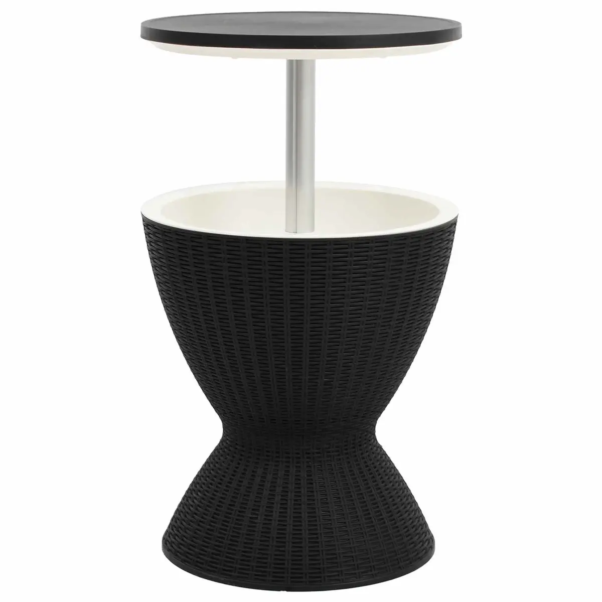 3in1BlackOutdoorTableCocktailCoffeeBeverageCoolerImitationRattanDesign