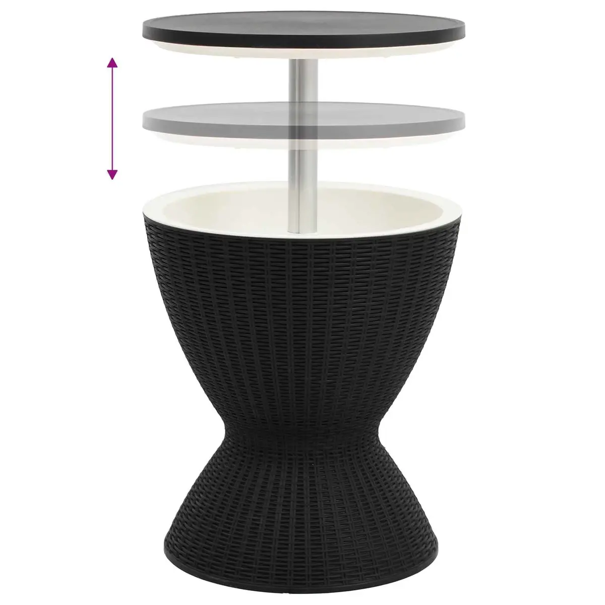 3in1BlackOutdoorTableCocktailCoffeeBeverageCoolerImitationRattanDesign