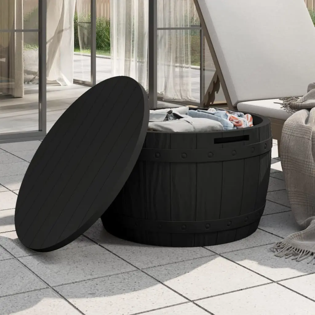 Garden Storage Box Black 3-in-1 Outdoor Bench Seat Table Polypropylene Construction