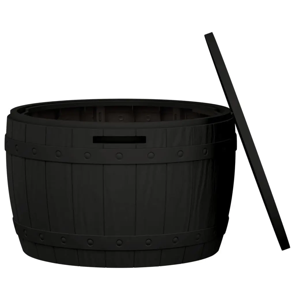 Garden Storage Box Black 3-in-1 Outdoor Bench Seat Table Polypropylene Construction