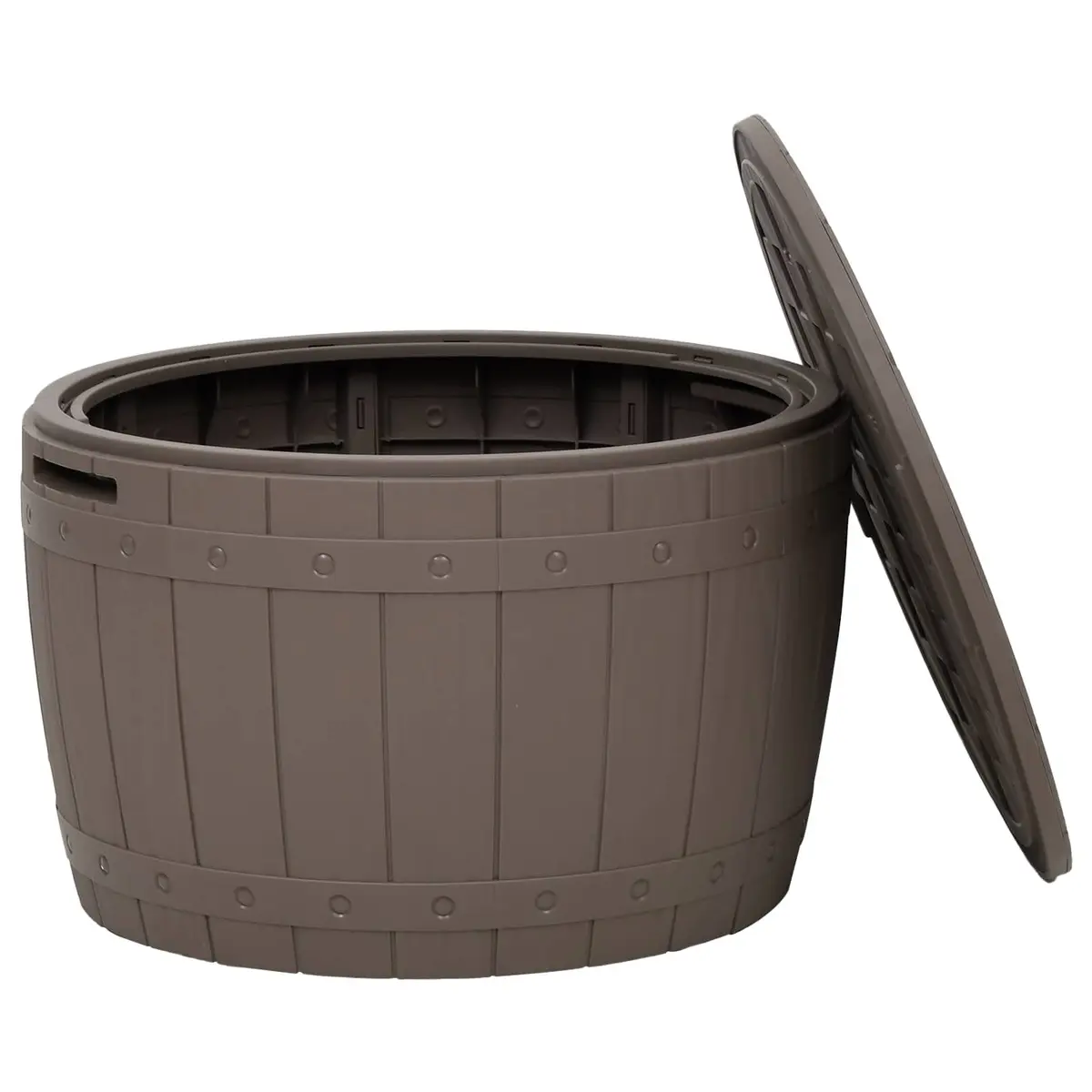 Garden Storage Box Brown 3-in-1 Outdoor Bench Seat Table Polypropylene Organiser