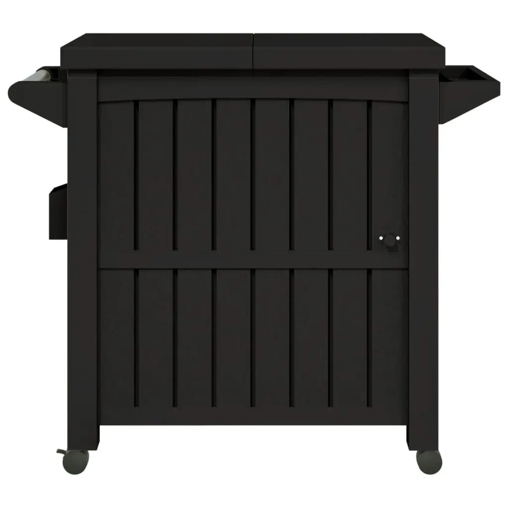 3-in-1 Serving Cart Black Rolling Kitchen Dining Trolley with Ice Bucket and Storage