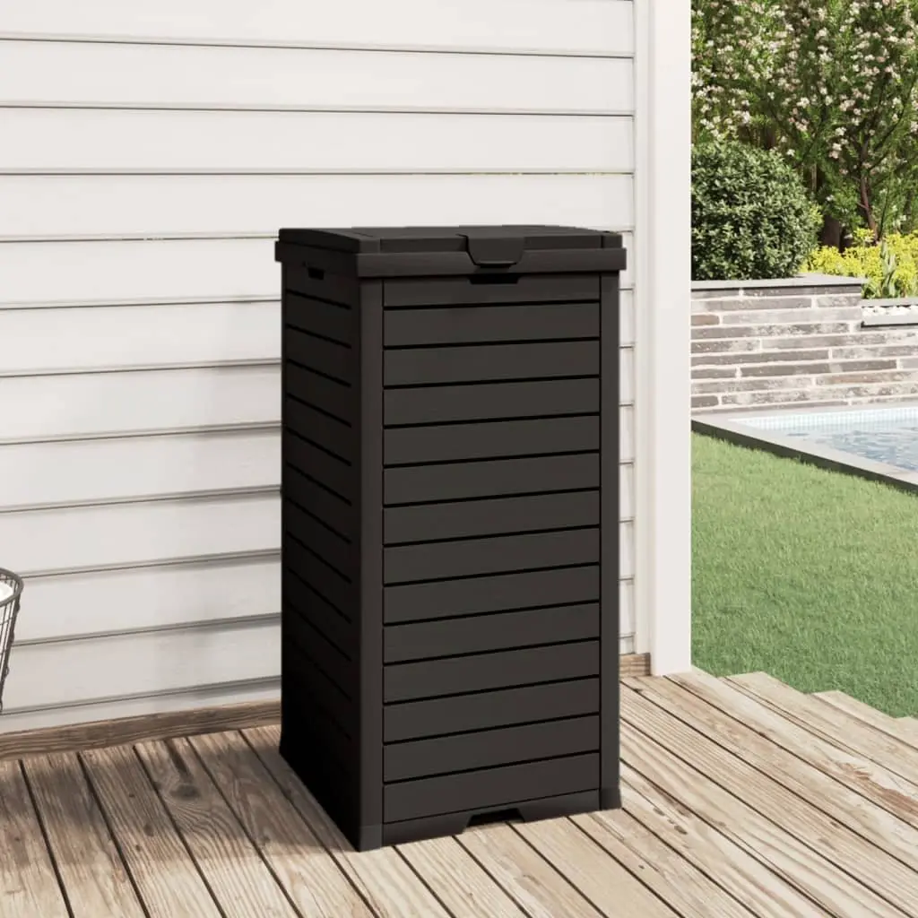 Outdoor Garbage Bin Black 41x41x86cm Double Lid 118L Capacity