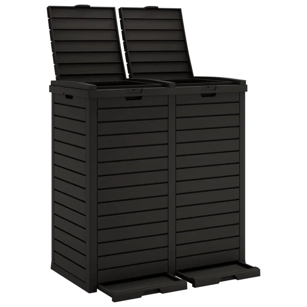 Outdoor Garbage Bin Black Large Capacity Double Lid 230L