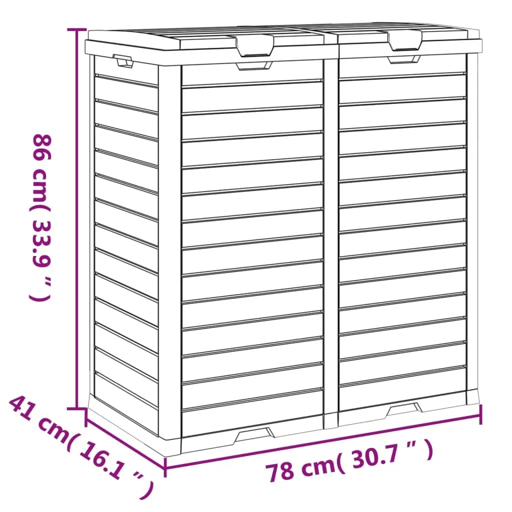 Outdoor Garbage Bin Black Large Capacity Double Lid 230L