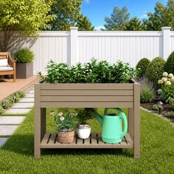 Compact Raised Garden Bed Planter with Self-Watering Features 110x45x79cm