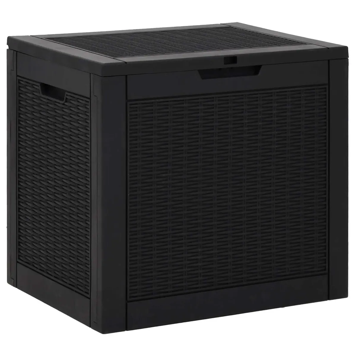 Garden Storage Box Black Outdoor Rattan Design Polypropylene 55.5x43x53cm