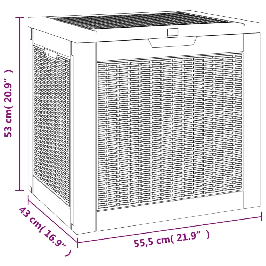Garden Storage Box Brown 118L Polypropylene Lightweight Durable Weather Resistant Outdoor Organizer
