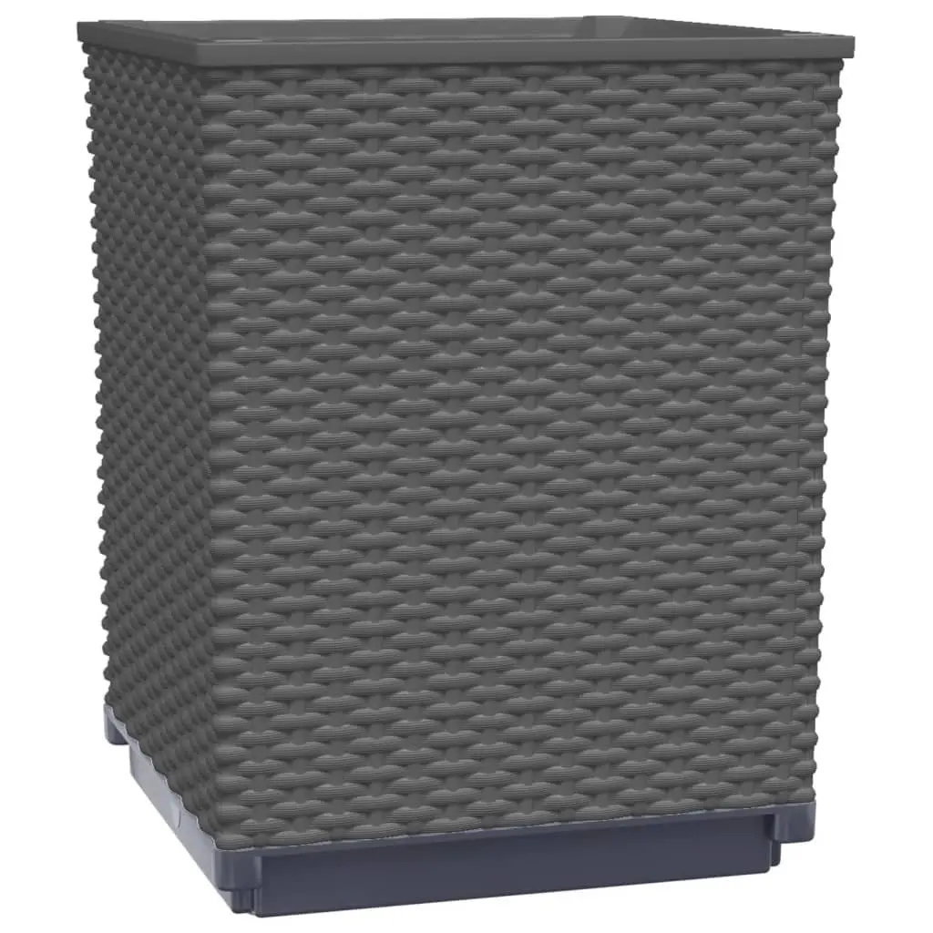 Black Planters 30x30x37cm Durable Polypropylene Set of 2 Outdoor Garden Flower Pots